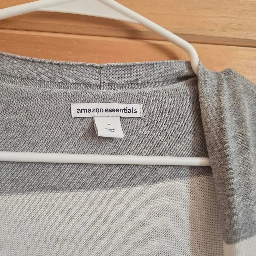 Amazon's Essentials Stripe Pattern Pocket Long Maxi Open Front Cardigan Sweater - Picture 6 of 7